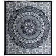 Dubbele Katoenen Bedsprei + Wandkleed - Mono - Olifant Mandala