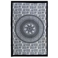 Eenpersoons Katoenen Bedsprei + Wandkleed - Mono - Olifant Mandala