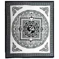 Dubbele Katoenen Bedsprei + Wandkleed - Mono - OM Mandala
