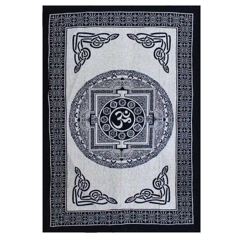 Eenpersoons Katoenen Bedsprei + Wandkleed - Mono - OM Mandala
