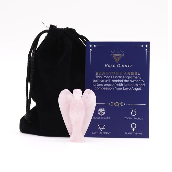 Hand Gesneden Edelstenen Engel - Rozenkwarts
