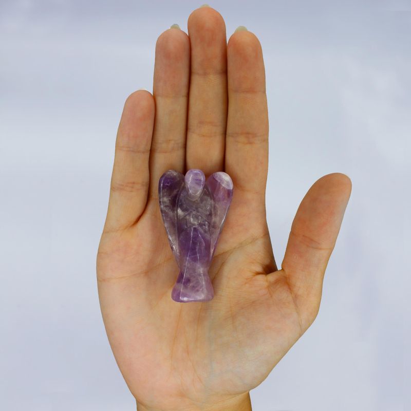 Hand Gesneden Edelstenen Engel - Amethist