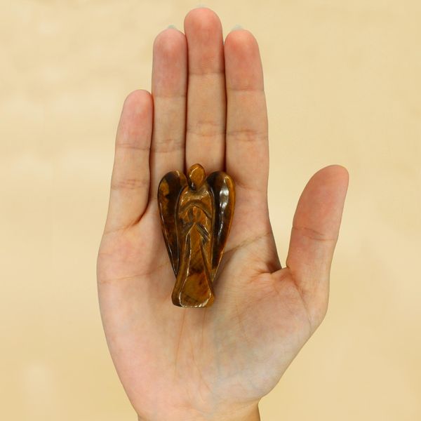 Hand Gesneden Edelstenen Engel - Tijgeroog