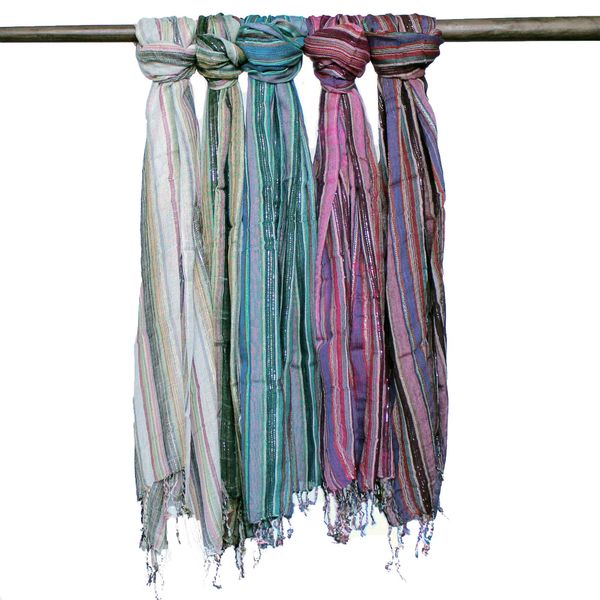 Indiase Boho Sjaals - 50x180cm- Willekeurige Kleuren met Gouddraad