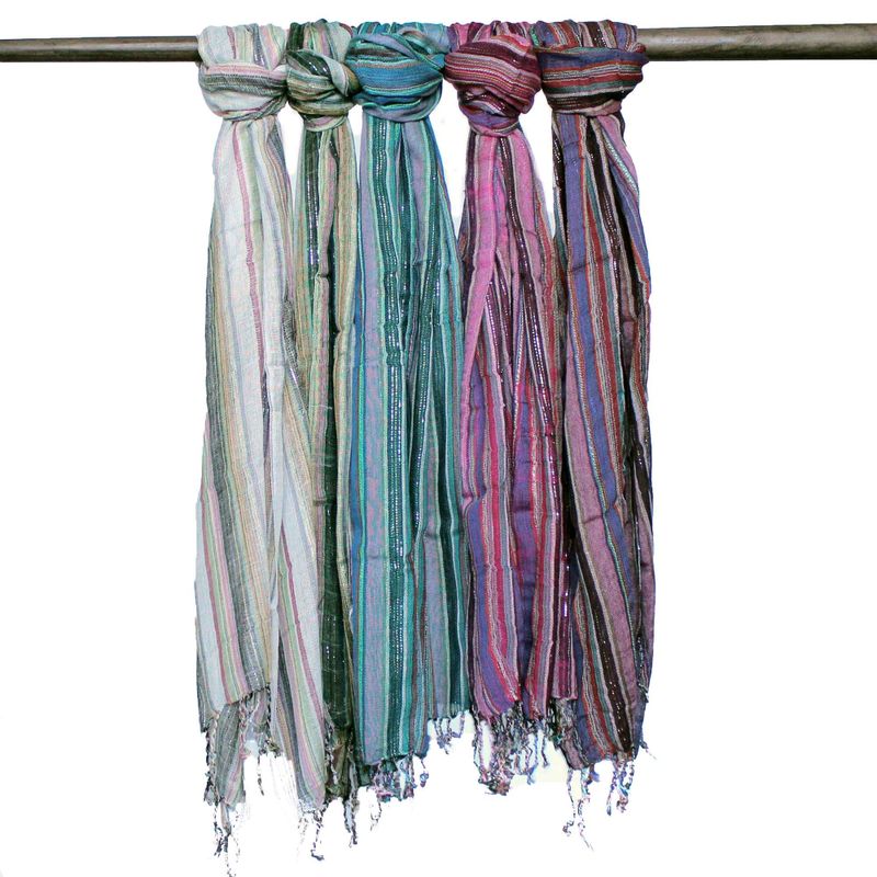 Indiase Boho Sjaals - 50x180cm- Willekeurige Kleuren met Gouddraad