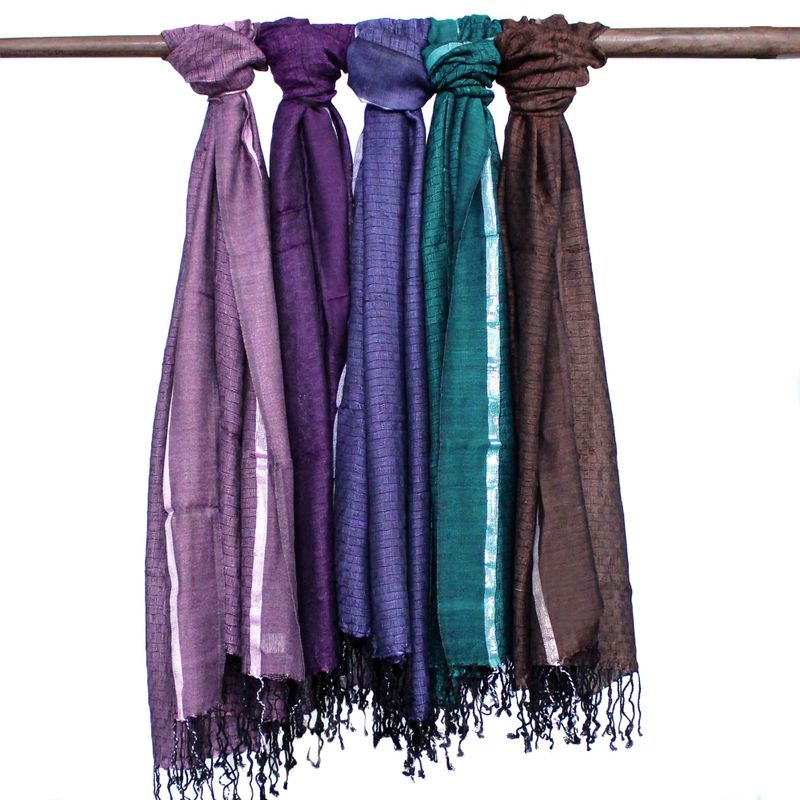 Grote Indiase Boho Sjaals - 75x180cm - Willekeurige kleuren met gouddraad
