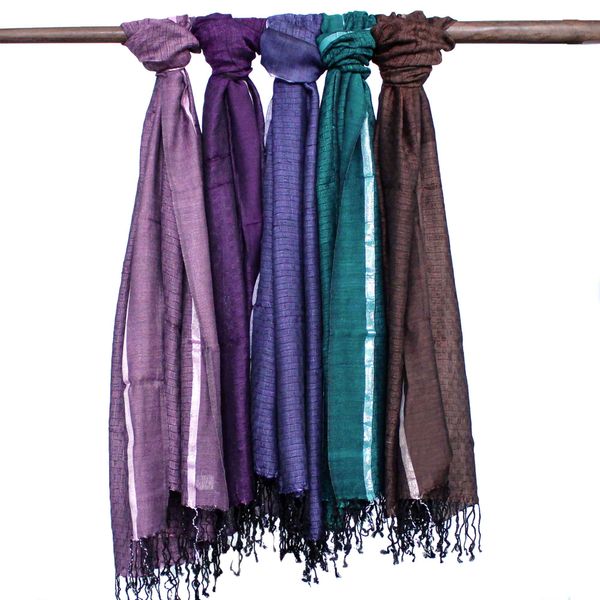 Grote Indiase Boho Sjaals - 75x180cm - Willekeurige kleuren met gouddraad