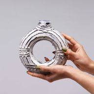Vaas in Ronde Donut-vorm - Crème, 18 cm