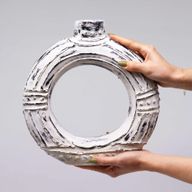Vaas in Ronde Donut-vorm - Crème, 30 cm
