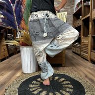 Yoga & Festivalbroek - Hoog Kruis Himalaya-print op Grijs