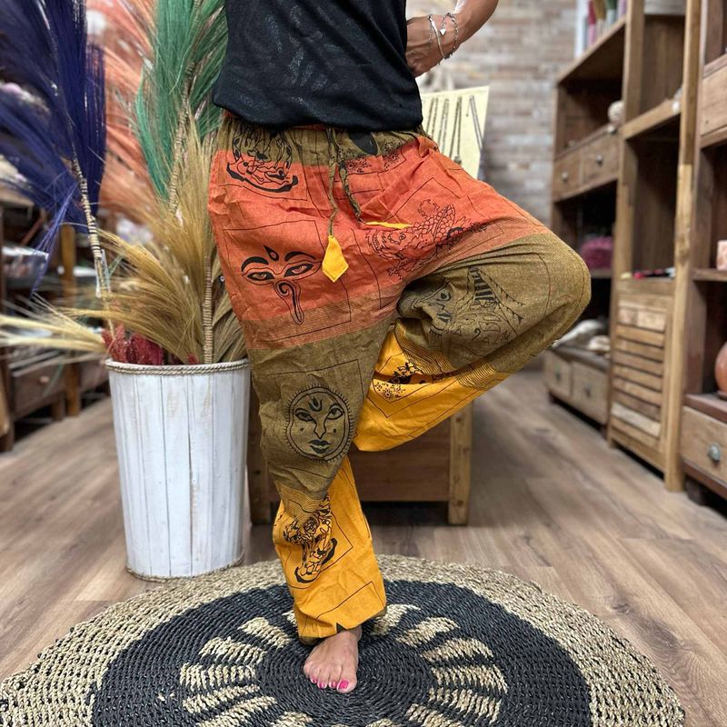 Yoga & Festivalbroek - High Cross Himalaya-print in Oranje