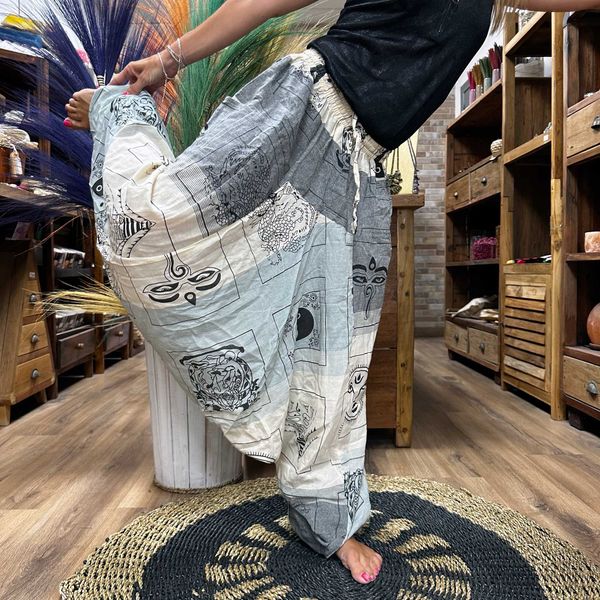 Yoga & Festivalbroek - Aladdin Himalaya print op Grijs