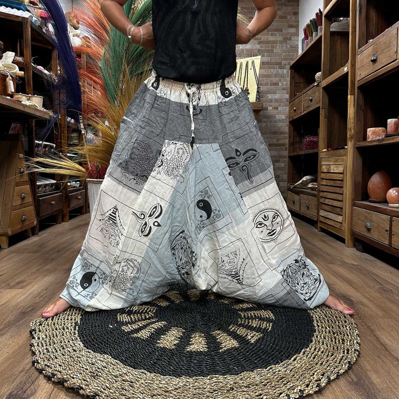 Yoga & Festivalbroek - Aladdin Himalaya print op Grijs