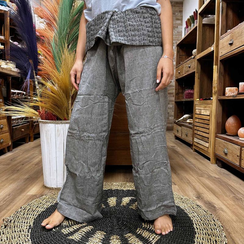 Yoga & Festivalbroek - Thaise Visser Mandala Mantra op Grijs