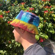 Gerepareerde hennep- en katoenen Boho Festival Hoed - Tie-Dye