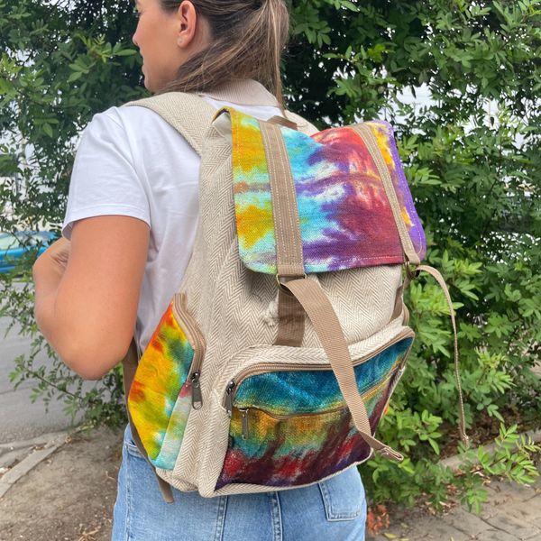 Tiedye Hennep Grote Vierkante Rugzak