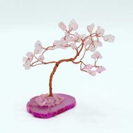 Edelstenenboom - Rozenkwarts op roze agaatbasis (35 stenen)