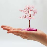 Edelstenenboom - Rozenkwarts op roze agaatbasis (35 stenen)
