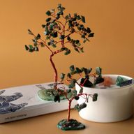 Edelstenenboom - Groene aventurijn op groene agaatbasis (35 stenen)