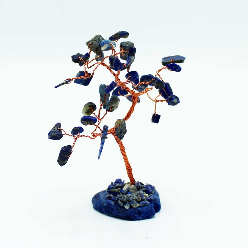 Edelstenenboom - Sodaliet op blauwe agaatbasis (35 stenen)