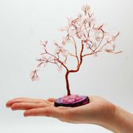 Grote Edelstenenboom - Rozenkwarts op roze agaatbasis (100 stenen)