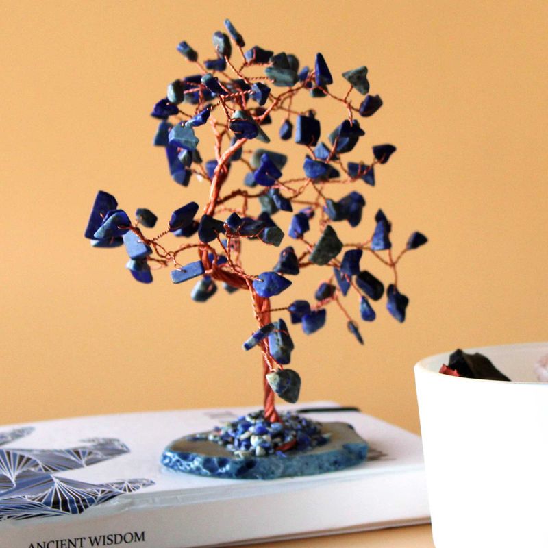Grote Edelsteenboom – Lapis op Blauwe Agaat Voet