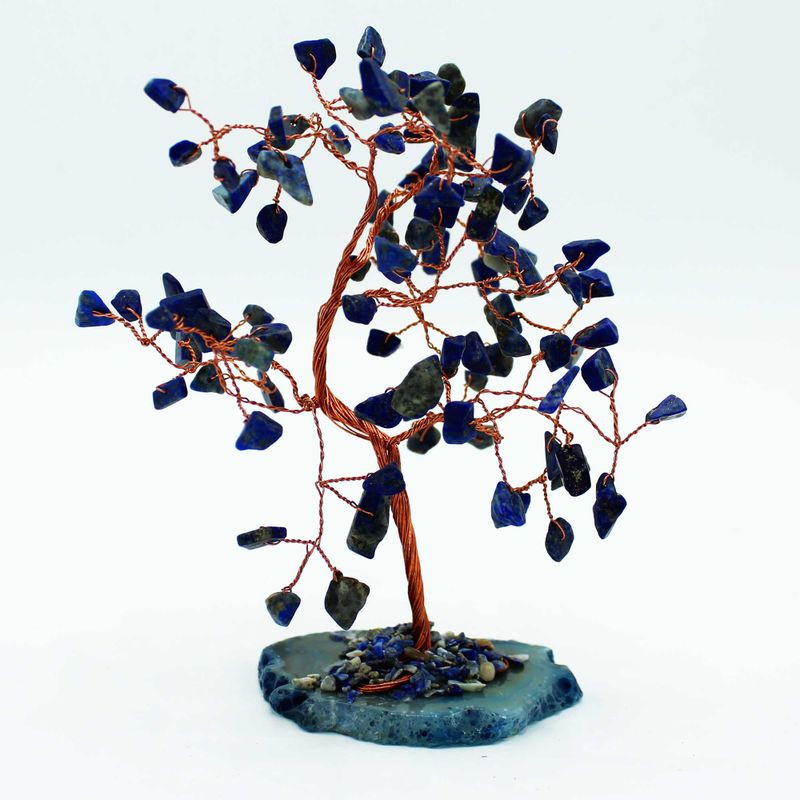 Grote Edelsteenboom – Lapis op Blauwe Agaat Voet