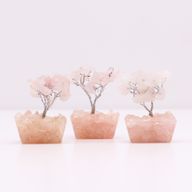 Mini Edelsteenbomen op Orgonietbasis - Rozenkwarts (15 stenen)
