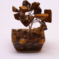 Mini Edelsteenbomen op Orgonietbasis - Tijgeroog (15 stenen)