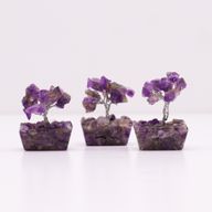 Mini Edelsteenbomen op Orgonietbasis - Amethist (15 stenen)