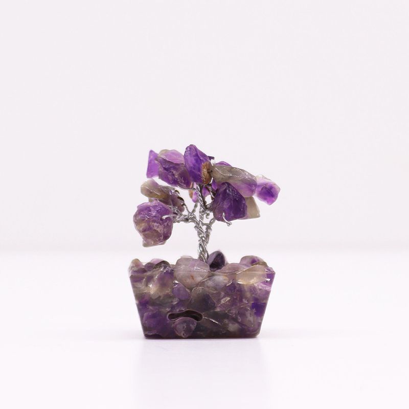 Mini Edelsteenbomen op Orgonietbasis - Amethist (15 stenen)