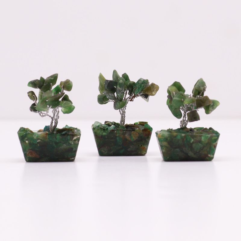 Mini Edelsteenbomen op Orgonietbasis - Groene Aventurijn (15 stenen)