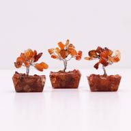 Mini Edelsteenbomen op Orgonietbasis - Carneool (15 stenen)