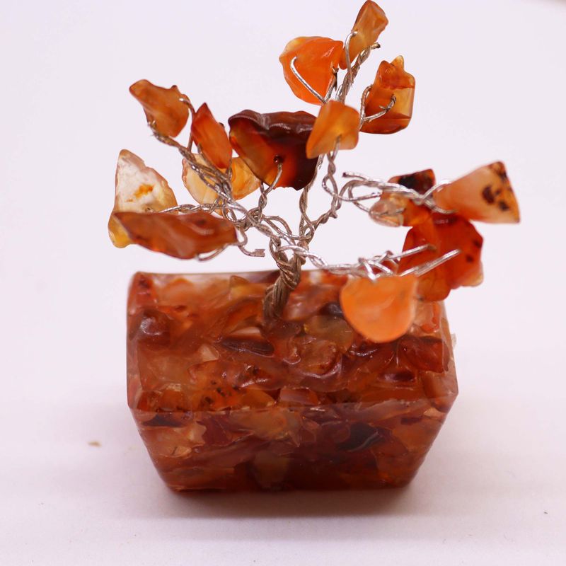 Mini Edelsteenbomen op Orgonietbasis - Carneool (15 stenen)