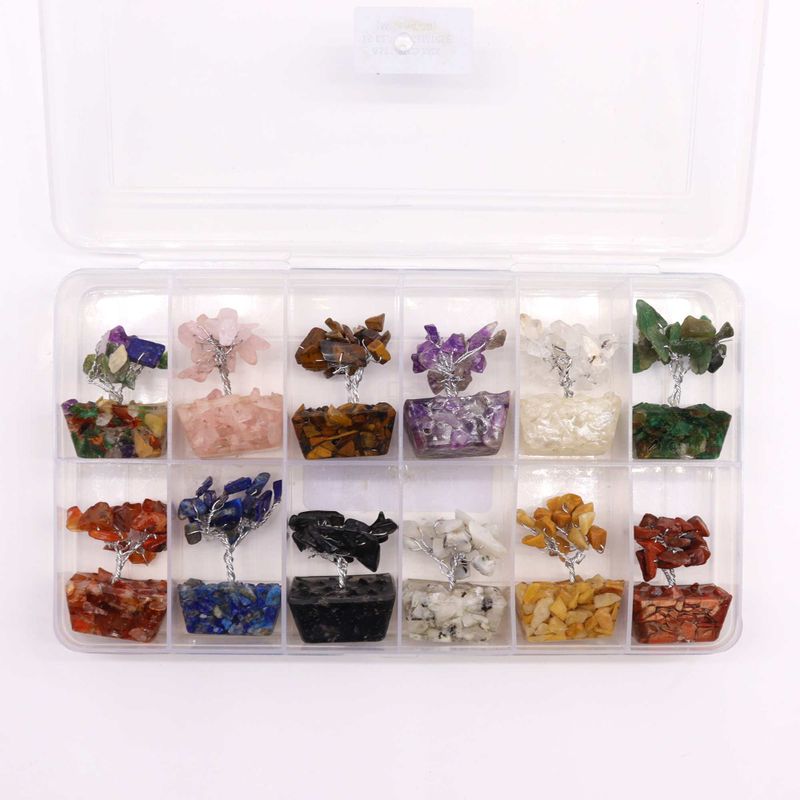 Mini Edelsteenbomen op Orgonietbasis - Assortiment Mix (15 stenen)