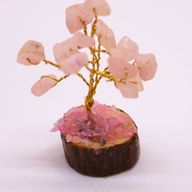 Mini Edelsteenbomen op Houten Basis - Rozenkwarts (15 stenen)