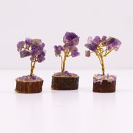 Mini Edelsteenbomen op Houten Basis - Amethist (15 stenen)
