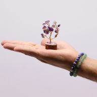 Mini Edelsteenbomen op Houten Basis - Amethist (15 stenen)