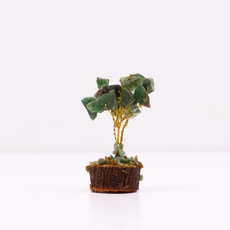 Mini Edelsteenbomen op Houten Basis - Groene Aventurijn (15 stenen)
