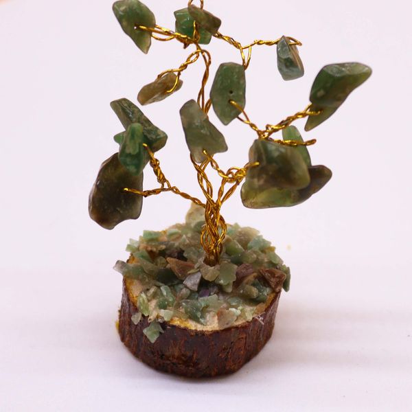 Mini Edelsteenbomen op Houten Basis - Groene Aventurijn (15 stenen)