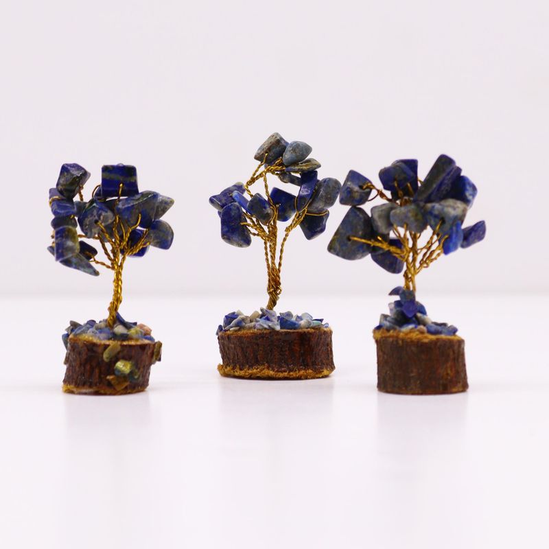 Mini Edelsteenbomen op Houten Basis - Sodaliet (15 stenen)