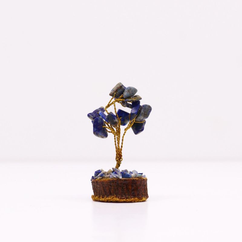 Mini Edelsteenbomen op Houten Basis - Sodaliet (15 stenen)
