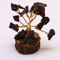 Mini Edelsteenbomen op Houten Basis - Zwarte Agaat (15 stenen)