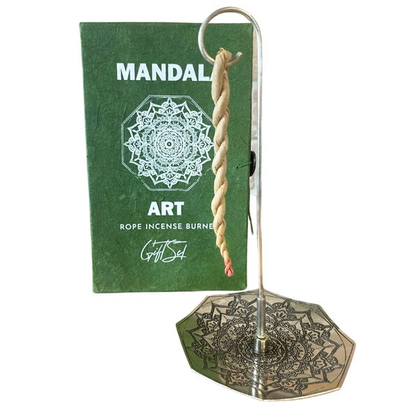 Touw Wierook en Zilveren Geplateerde Houder Set - Mandala Bloem