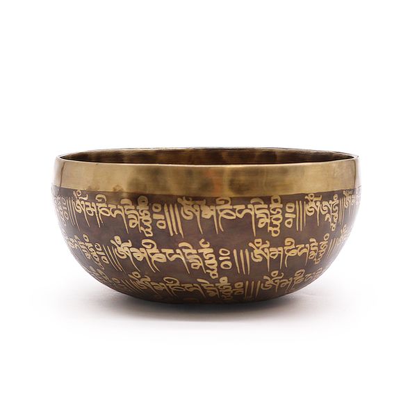 Tibetaanse genezingsgegraveerde kom - 16 cm - Mantra