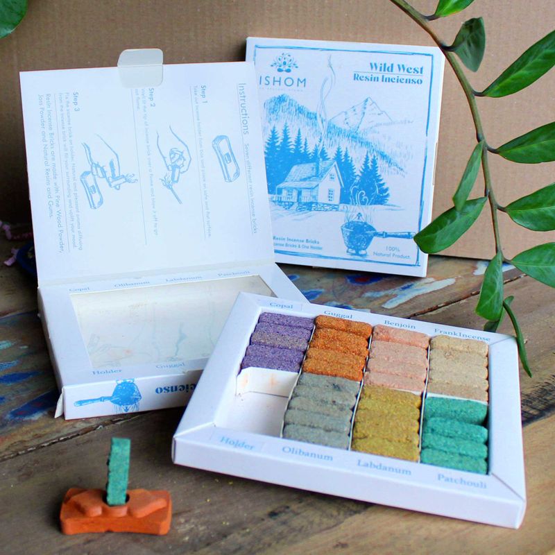 Displayset van 70 wierook smudge blokken en brander - Wild West