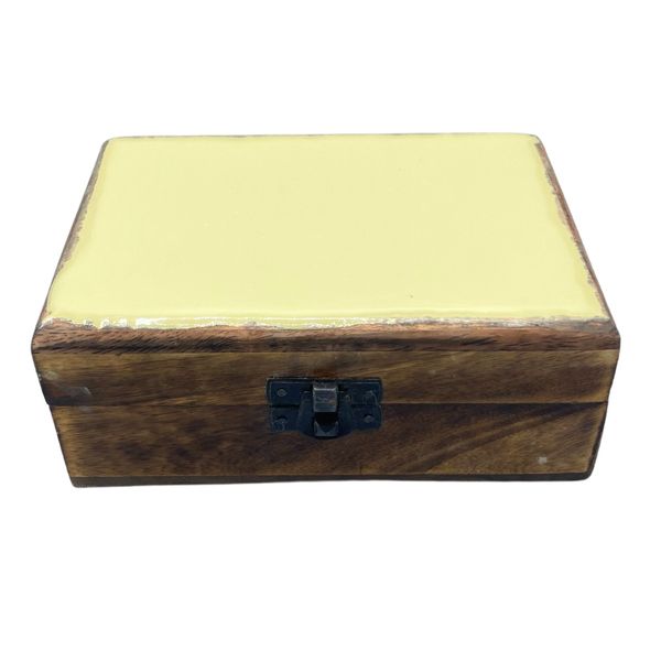 Middelgrote Keramische Geglazuurde Houten Doos - 15x10x6cm - Beton