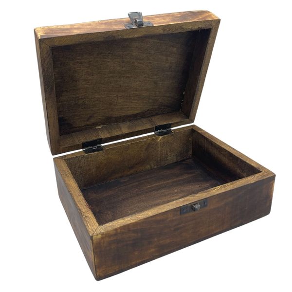 Grote Keramische Geglazuurde Houten Doos - 20x15x7.5cm - Blauwe Sterren