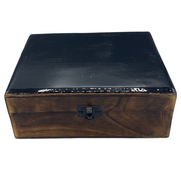 Grote Keramische Geglazuurde Houten Doos - 20x15x7.5cm - Zwart