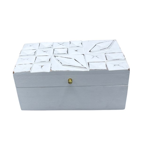 Vintage Deco - Multifunctionele Doos - 22x12x10cm - Witte Diamanten